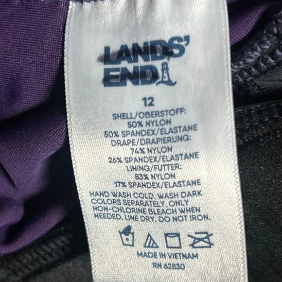 Lands End Slender Suit Purple One Piece Swimsuit Ruched V-Neck Size 12 517227 - Picture 6 of 9